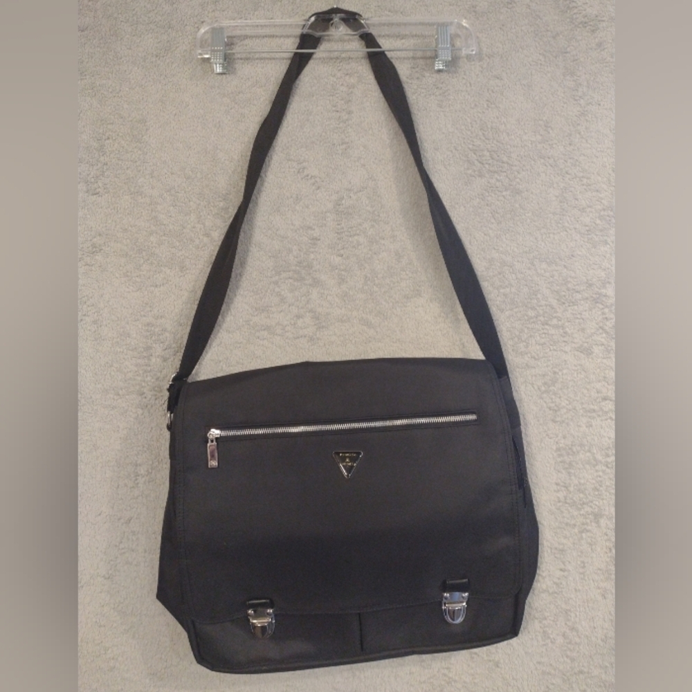 Frankie & Johnnie Messenger Bag Black Tech Fabric Laptop Business School Casual